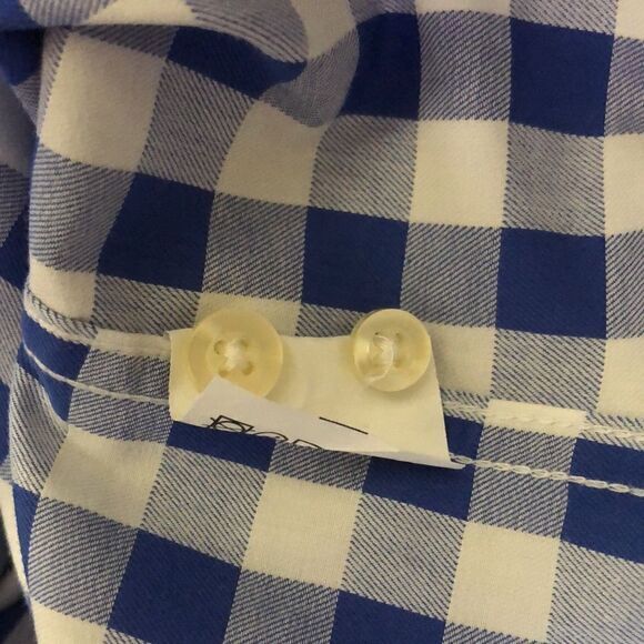 Bots & Bots shirt XL 100% cotton blue white gingham short sleeve button logo'd - Picture 5 of 9